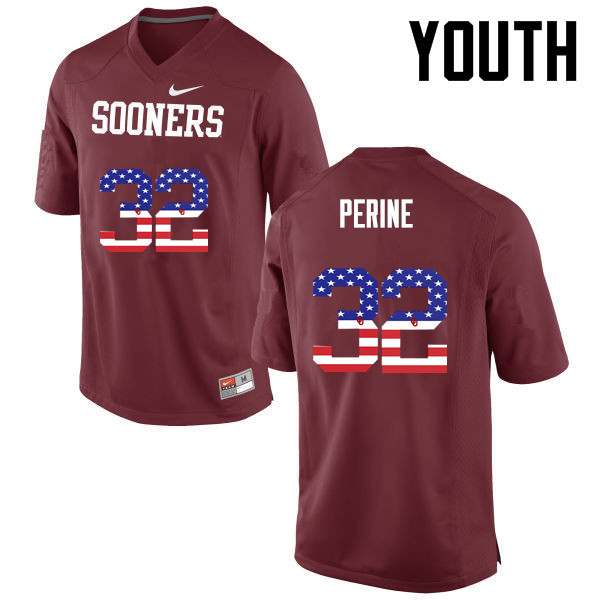 Youth Oklahoma Sooners #32 Samaje Perine College Football USA Flag Fashion Jerseys-Crimson